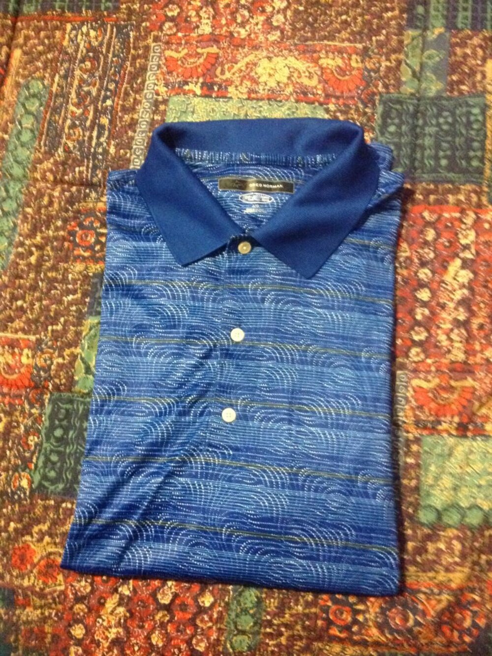 Greg Norman Men's Large Blue Performance 3 Button Polo shirt - NWOT